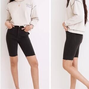 NEW Madewell Roadtripper Supersoft Biker Demin Jean Shorts Raw Hem Size 25